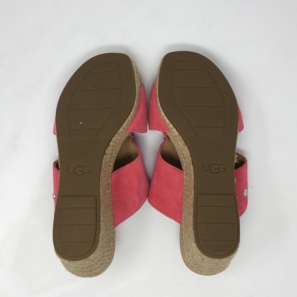 UGG Pink Eirene Slip On Espadrille Wedge Sandal - Picture 9 of 11